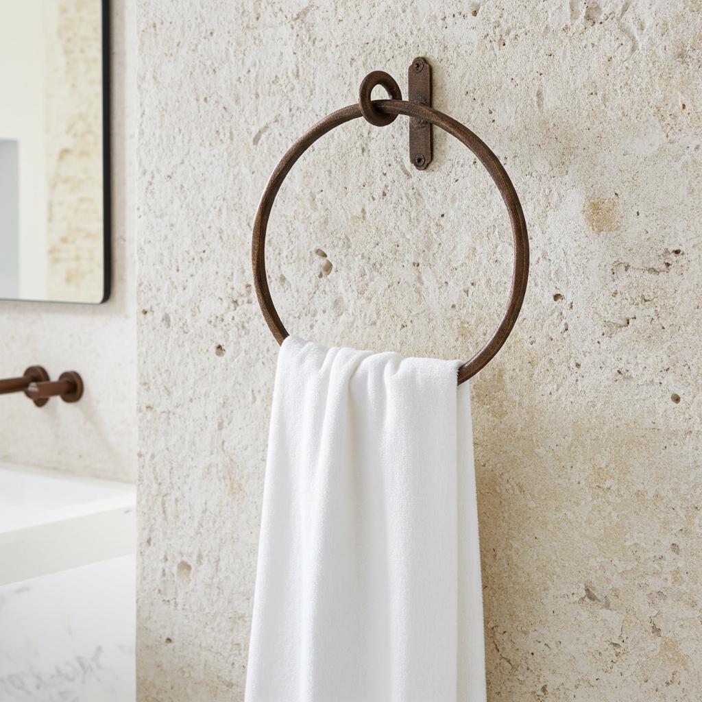 Rustic Copper Hand Towel Ring,Wall Mounted Oil Rubbed Bronze Bathroom Towel Holder