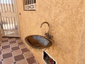 19" Oval Brass Bathroom Sink – Moroccan Hammered Brass Vessel Basin, Rustic Vanity Bowl