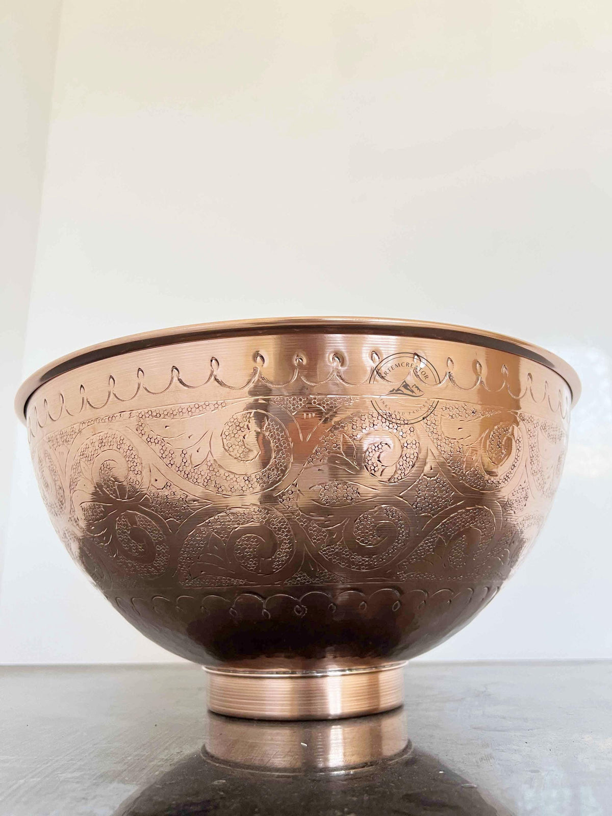 Round copper Vessel Sink – Handmade Hammered copper Basin, Moroccan Bathroom Vanity Bowl