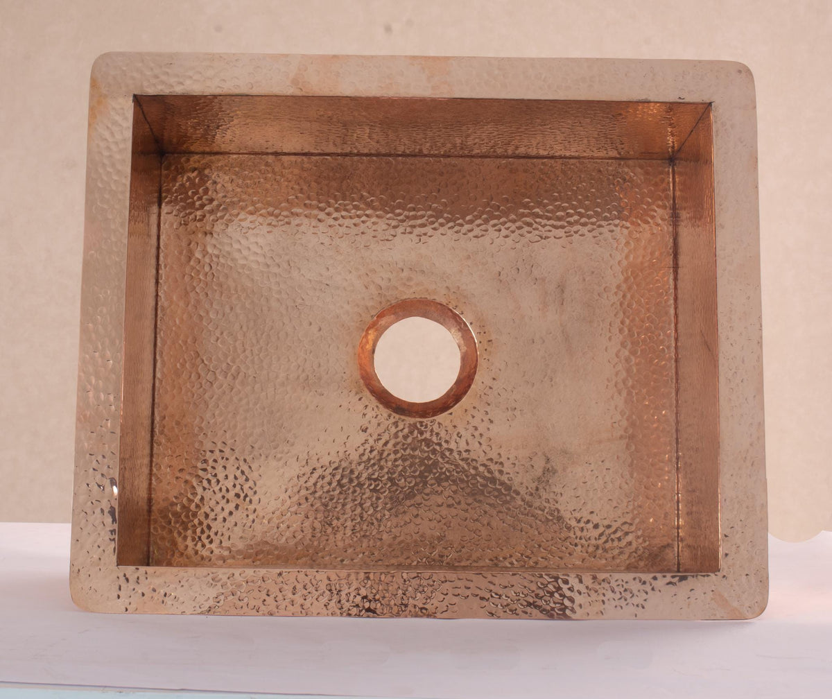 Solid Copper Undermount Hammered Sink, Copper Kitchen Island Sink, Copper Bar Sink Square, Copper Farmhouse Sink