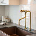 Handmade Unlacquered Brass Kitchen Faucet: Moroccan Style, Long Legs