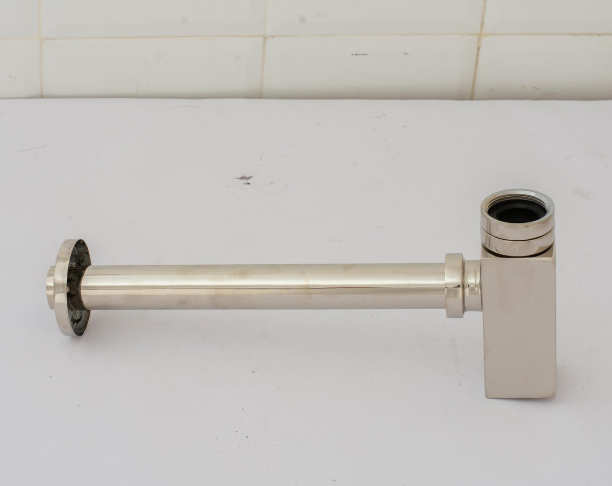 Polished Nickel P-trap, Nickel Water Trap, Bathroom Sink Drain Tailpiece, Drain Kit with Flange, Bathroom Sink Siphon