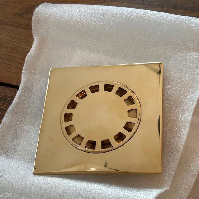 Unlacquered Brass Square Shower Drain: Solid Brass Tile-In Cover