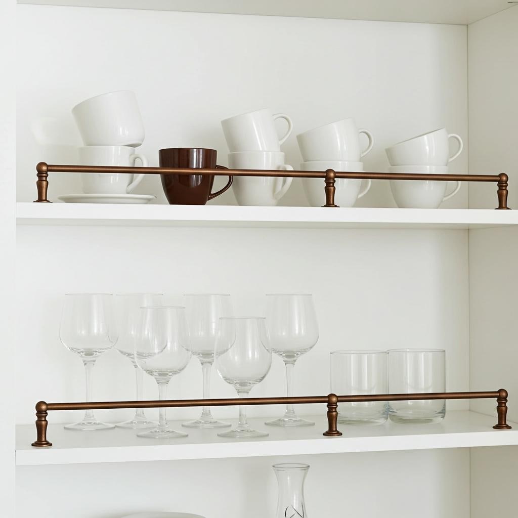Aged Copper Gallery Rail – Rustic Shelf Railing for Kitchen, Cabinet & Bar Display