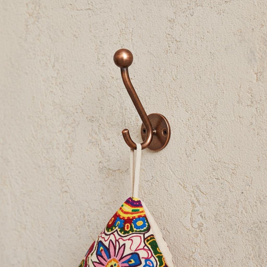 Handmade Rustic Copper Wall Hook: Farmhouse Coat & Towel Hanger