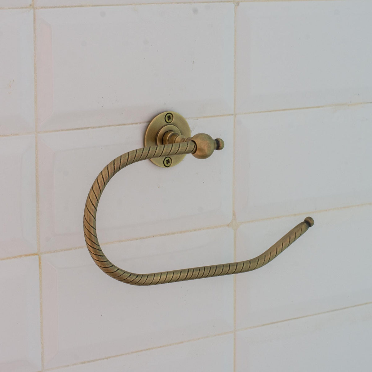 Vintage Brass Towel Holder, Towel Ring Hanger, Wall Mount Bathroom Ring Holder, Hand Engraved Ring For Towels