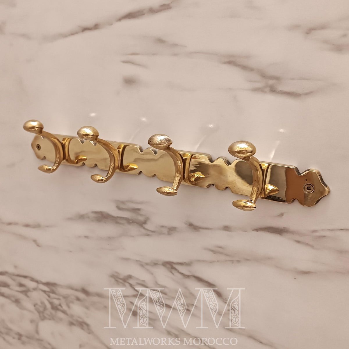 Handmade Solid Brass Coat Hooks – Wall Mounted Brass Hook Rack for Entryway, Bathroom, or Kitchen