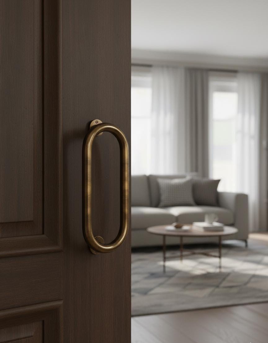 Bronze Finish Oval Ring Door Pull: Vintage-Modern Hardware (13" x 6")