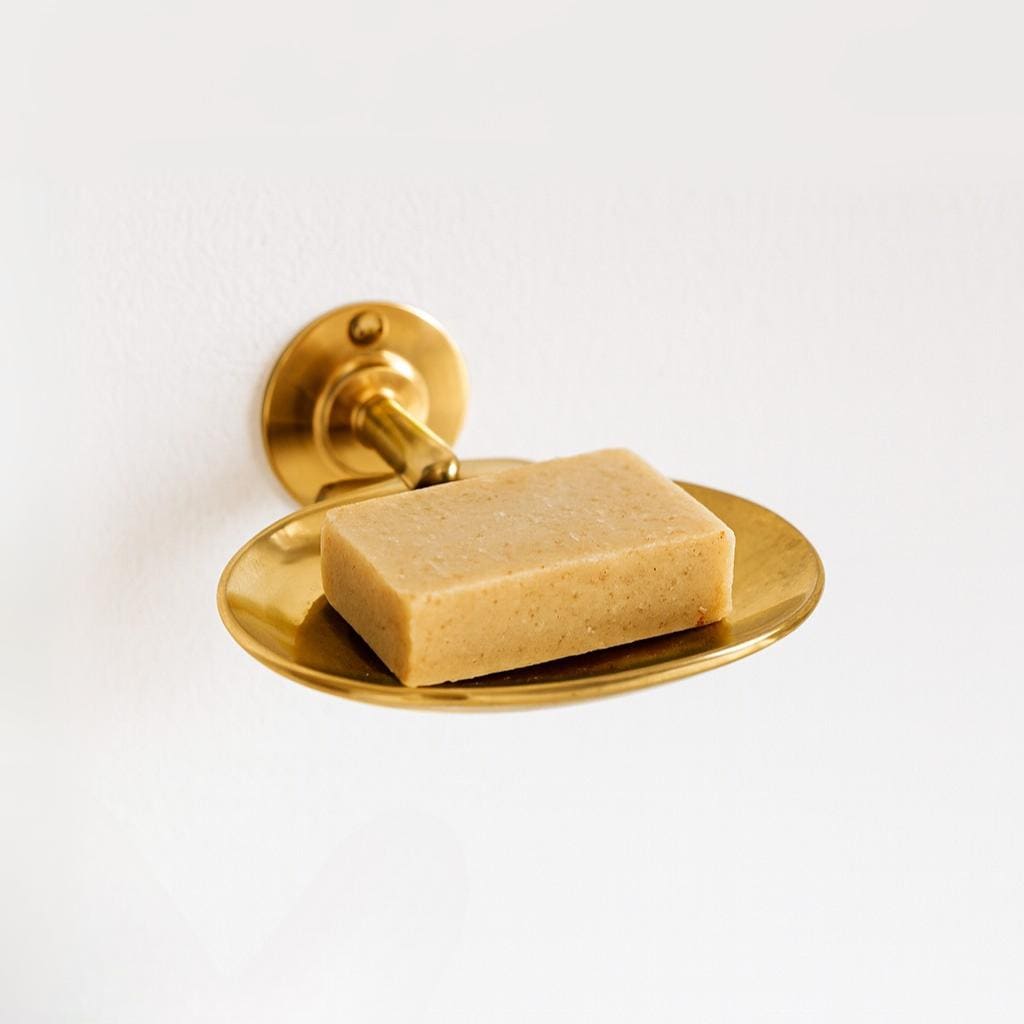Solid Brass Soap Dish – Wall Mounted Soap Holder, Handmade Bathroom Fixture