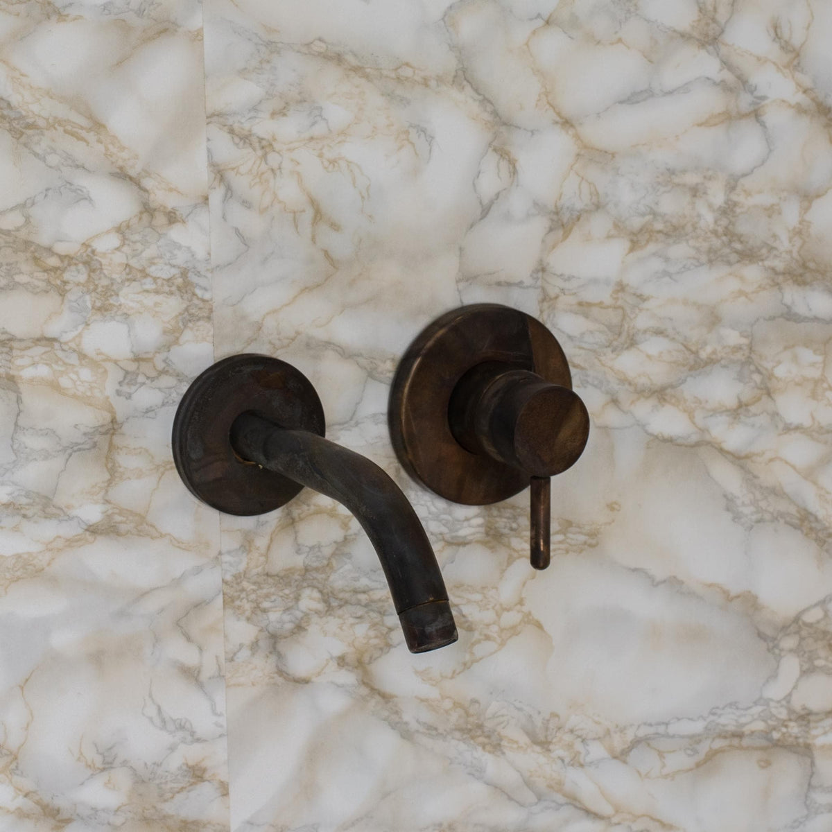 Vintage Bathroom Wall Faucet, Aged Brass Built-in Faucet, Concealed Mixer Tap, Recessed Basin Mixer Faucet