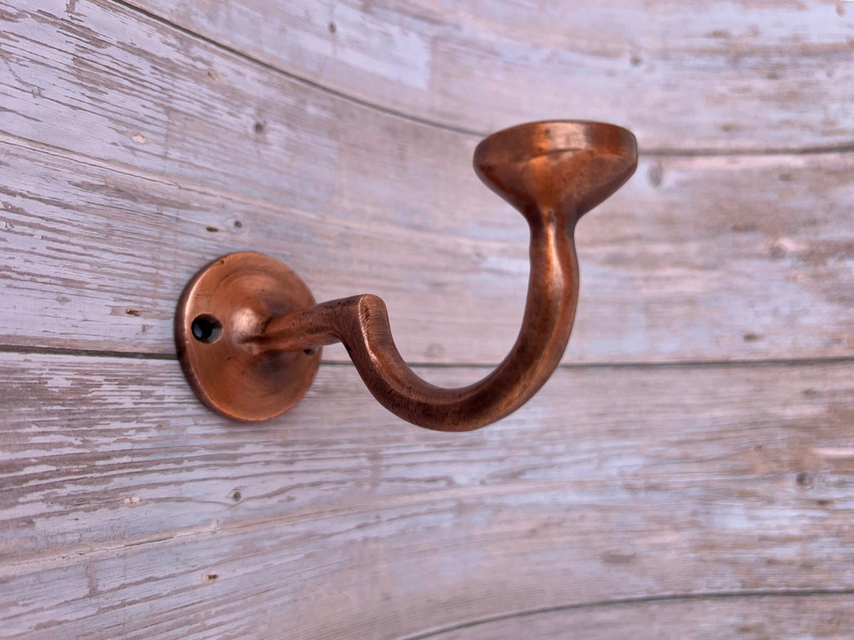 Brass Wall Hook with Copper Finish – Rustic Handmade Coat, Towel & Bag Hanger