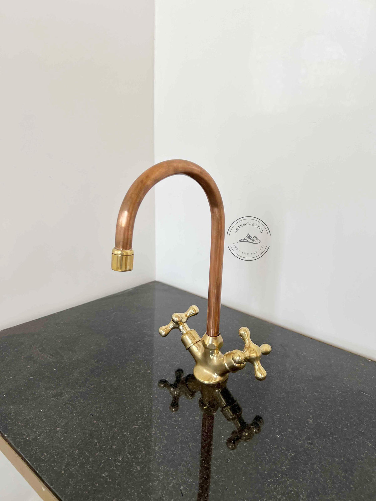 Copper Pure Bathroom Faucet – Handmade Hammered Bronze Tap, Antique Moroccan Style Mixer