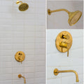 Solid Brass Angled Showerhead With Tub filler, Concealed Shower System, 2-Outlet Shower Set