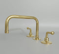 Unlacquered Brass Deck Mounted Faucet, Deck Mount Lever Handle