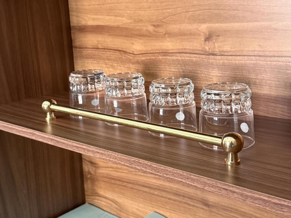 Unlacquered Brass Gallery Rail: Solid Brass Shelf Guard with Ball Finials