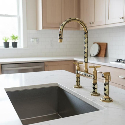 Aged Brass Kitchen Sink faucet, Decorative Kitchen Faucet, Solid Brass Faucet With Sprayer