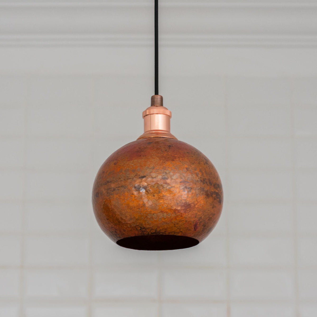 Oxidized Copper Pendant Light, Globe Pendant Light Copper, Ball Light Shade, Round Hanging Lamp Copper, Orb Ceiling Lamp