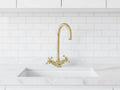 Unlacquered Brass Gooseneck Faucet, Dual handle Single Hole Kitchen faucet - Kitchen and Bathroom Faucet, Patina Brass
