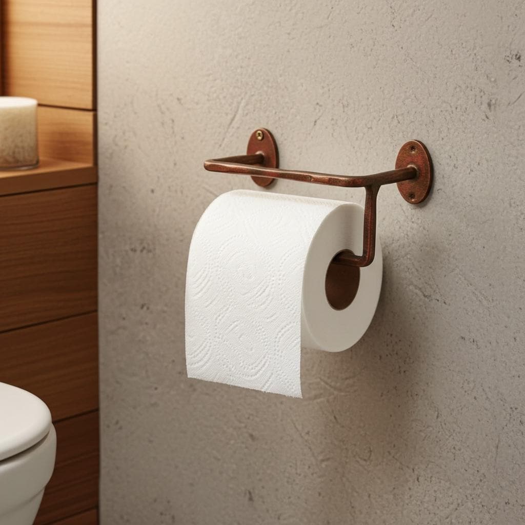 Wall-Mounted Aged Copper Toilet Paper Holder, Minimalist Vintage Bathroom Hardware