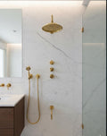 Unlacquered Brass Shower Set - ShowerHead, HandHeld Shower and Tub Faucet
