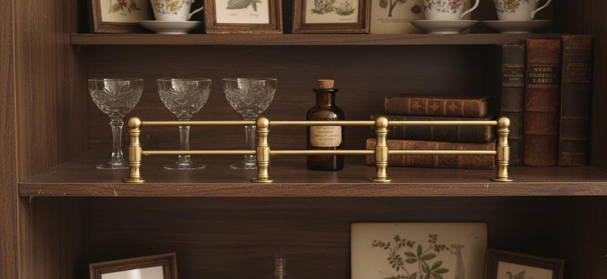 Unlacquered Solid Brass Gallery Rail: Handmade Shelf-Edge Guard