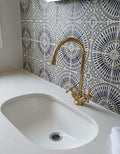 Unlacquered Brass Monobloc Faucet, Single Hole Basin Mixer Tap, Curved Gooseneck Sink Faucet, Dual Cross Handle Hardware