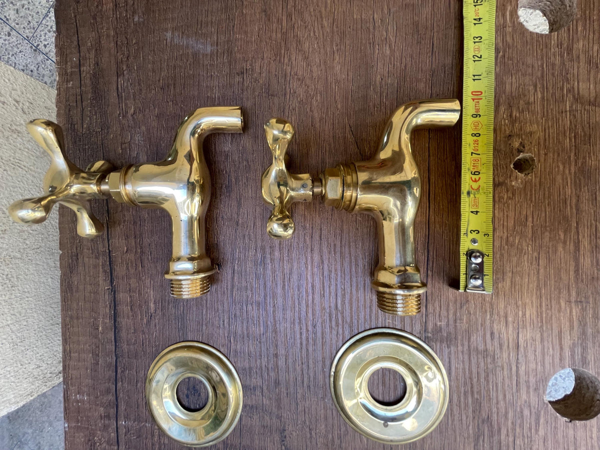 Unlacquered brass wall faucets - Unlacquered plain end faucet.