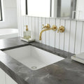 Wall-Mounted Brass Faucet Bathroom Fixture, White Panel Vanity
