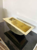 Rectangular Semi-Circular Hammered Brass Sink, Undermount or Drop-in Bathroom Basin, Handmade Copper Finish Vessel Sink 