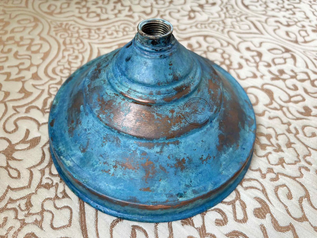 Handmade Blue Patina Brass Shower Head, Rustic Antique Patina Finish Round Shower, Solid Brass High Pressure Fixture for