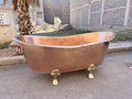 Luxury Handmade Copper Bathtub, Freestanding Hammered Copper Tub with Brass Claw Feet, Solid Copper Bath for Indoor Bath