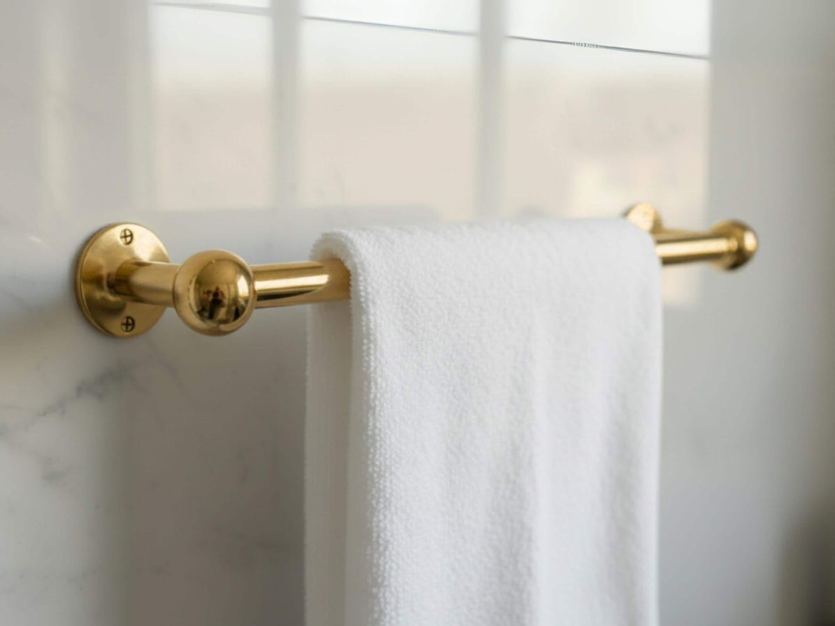 Unlacquered Brass Towel Bar, Handmade Towel Rod, Bathroom Towel Hanger, Vintage Towel Holder