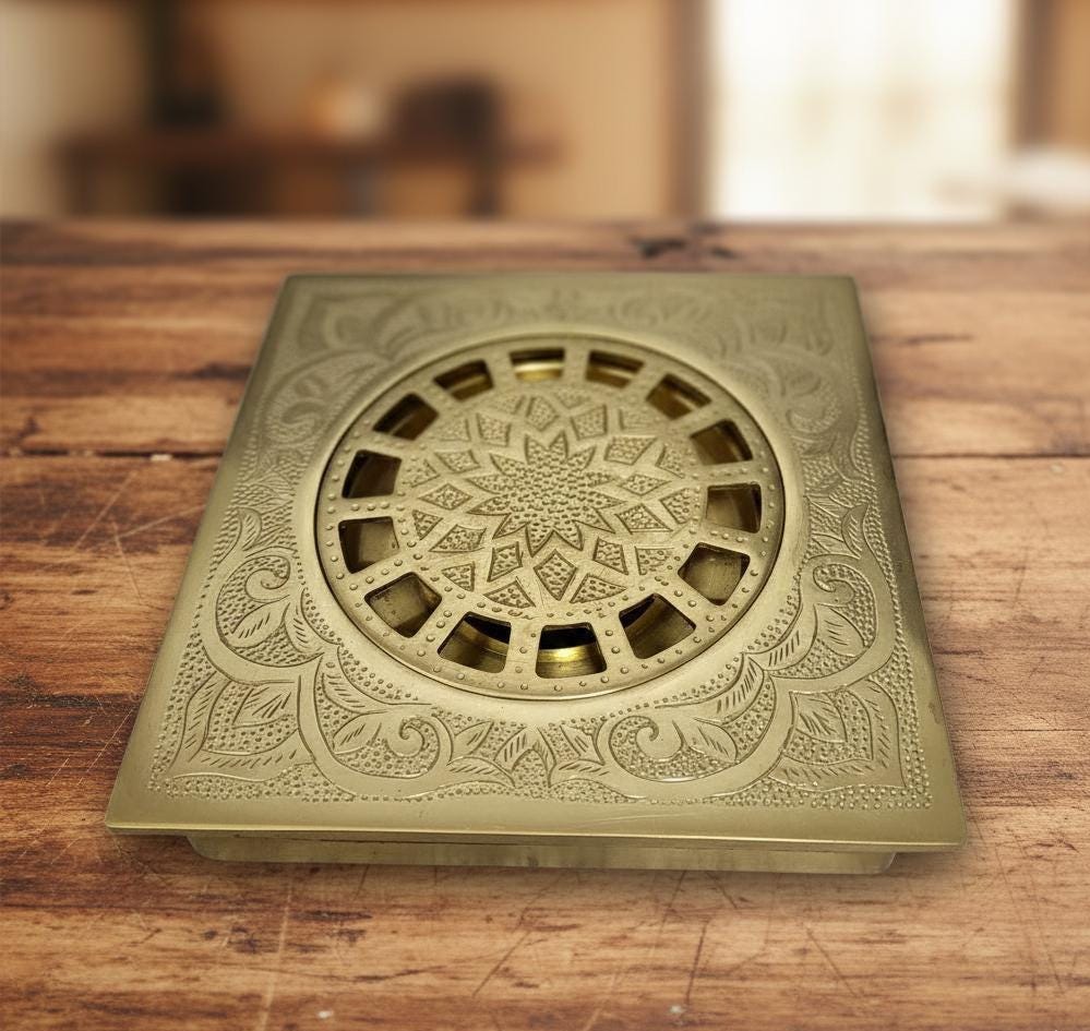 4" Shower Floor Drain, Unlacquered Brass Shower Drain