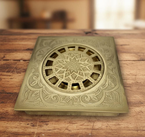 4" Shower Floor Drain, Unlacquered Brass Shower Drain