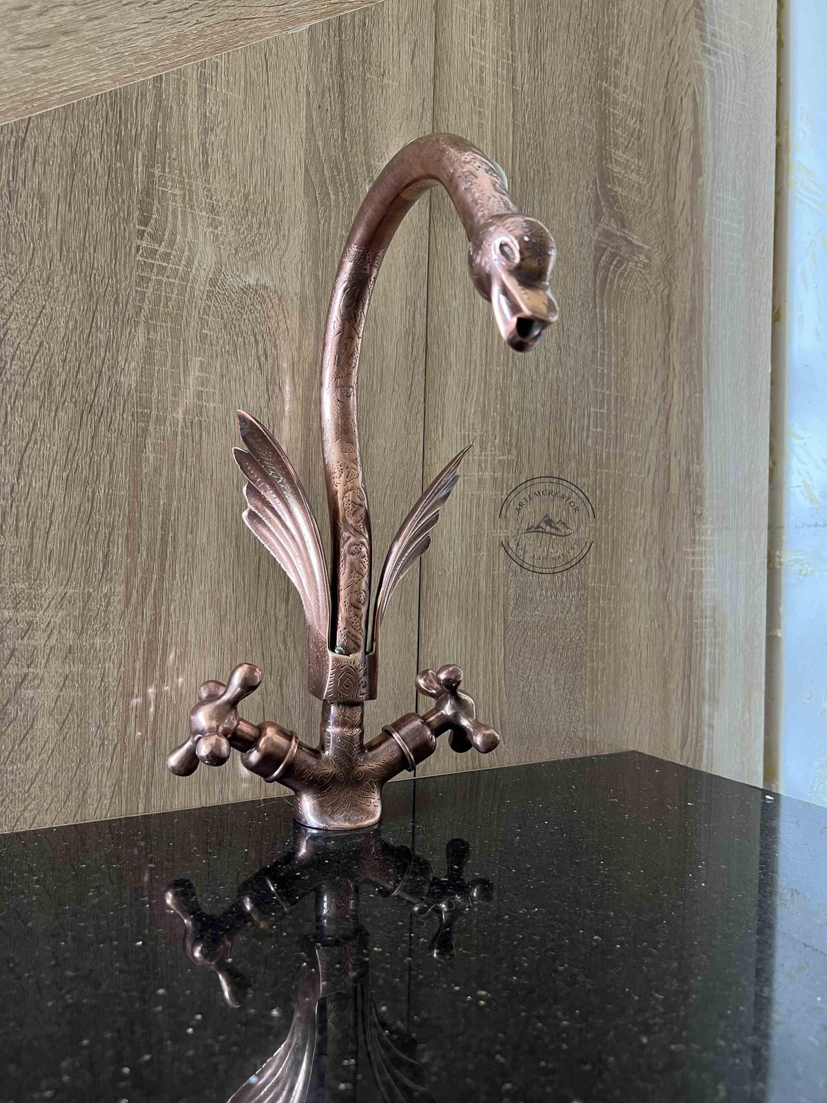 Antique copper Faucet – Handmade Moroccan Copper Tap, brass Vintage Mixer for Bathroom Sink