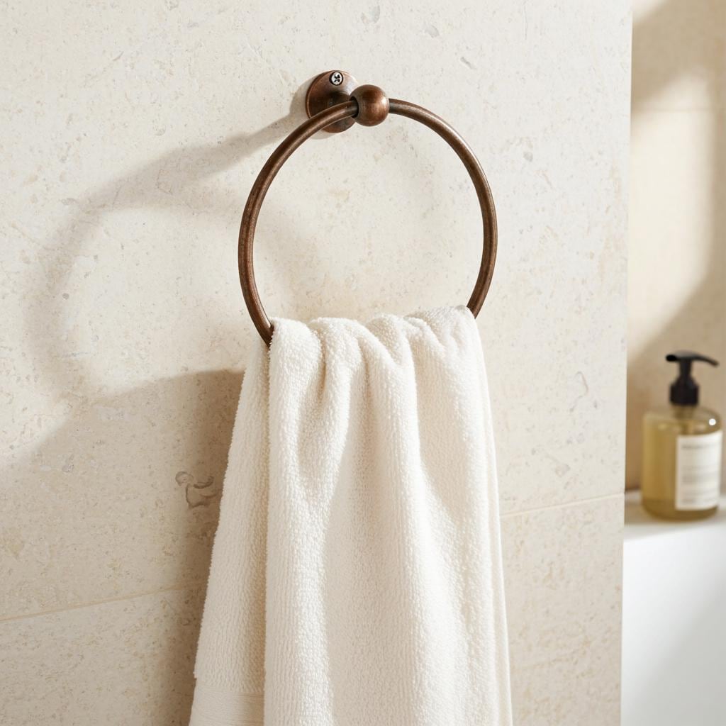 Aged Copper Towel Ring – Wall Mounted Round Bathroom Hand Towel Holder
