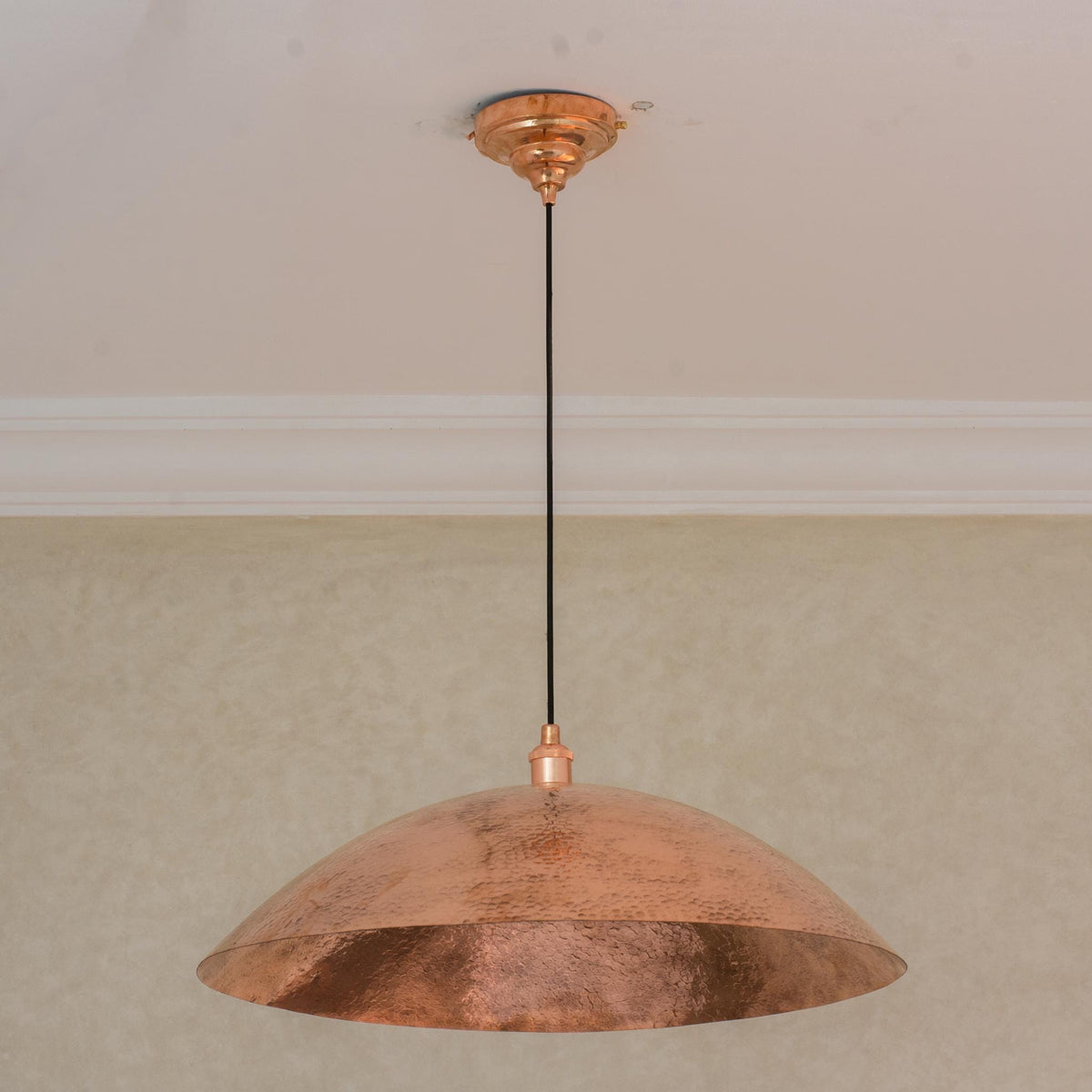 Customizable Large Unlacquered Copper Pendant Light, Hammered Dome Copper Hanging Lamp Shade, Ceiling Copper Light Fixtu