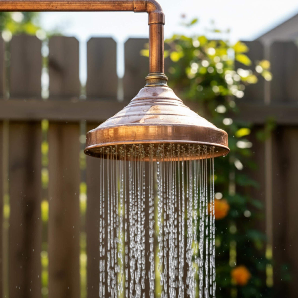 Unlacquered Copper Rain Shower Head, Outdoor Rainfall Showerhead