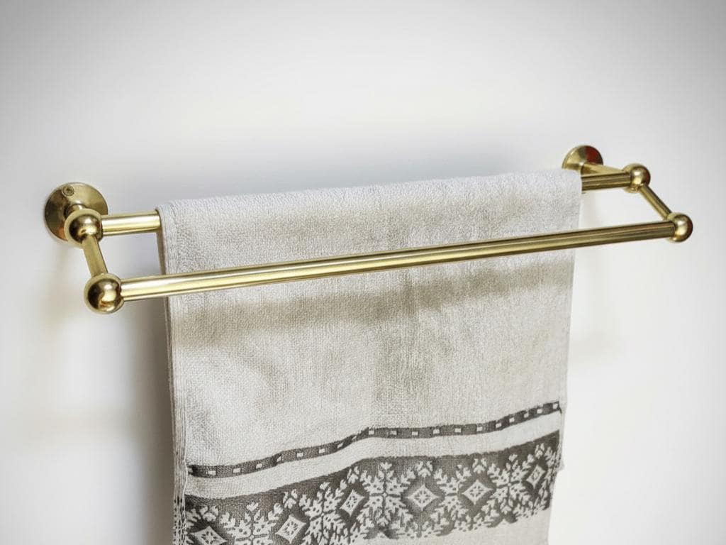 Unlacquered Brass Towel Rail Holder, Double Towel Bar, Brass Triple Towel Bar, Brass Bar Towel Holder