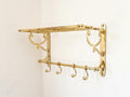 Unlacquered Brass Towel Rack with Shelf and Hooks