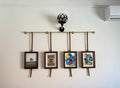 Unlacquered Brass Picture Hanging Rod with Leather Straps, Modern Gallery System
