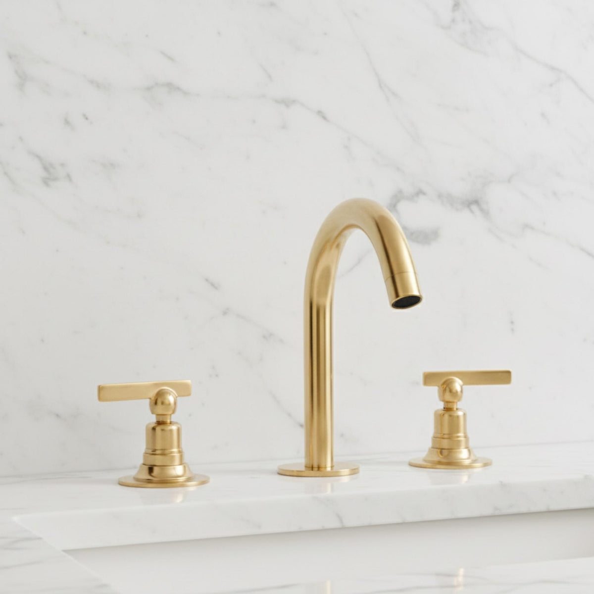 Unlacquered Solid Brass Bathroom Faucet, Deck Mount, 3-Hole