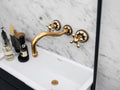 Handmade Vintage Unlacquered Brass Wall Faucet: Bone & Resin Accents