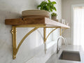 Set of Handmade Brass Shelf Brackets, Shelf Brackets for Kitchen & Wall, Aged Patina Brass Shelf Brackets