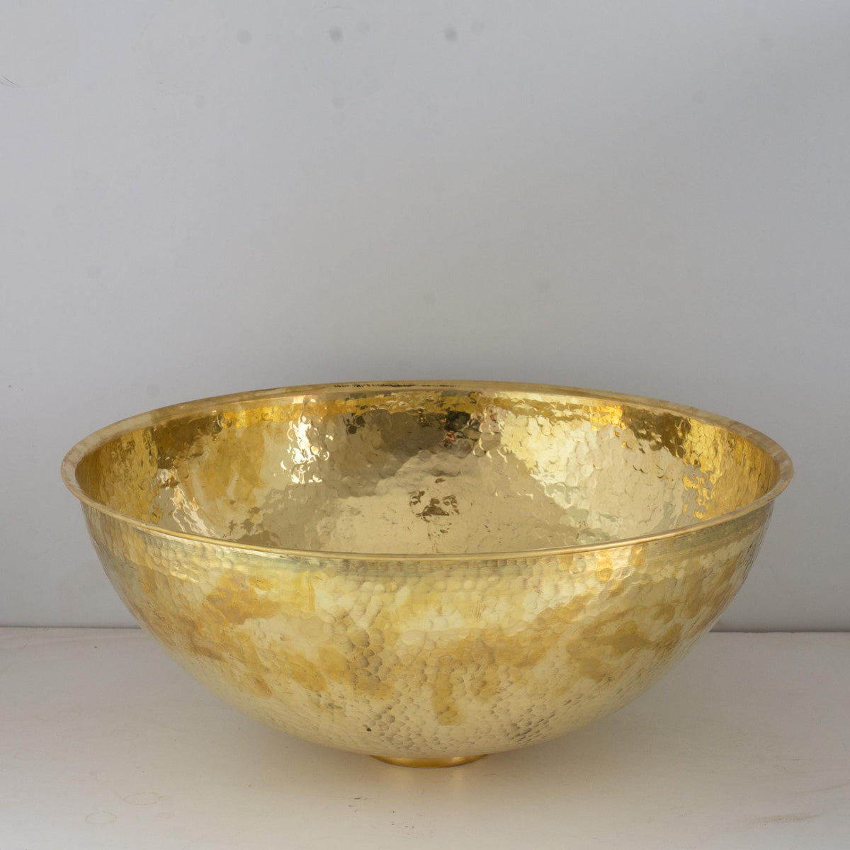 Hammered Unlacquered Brass Vessel Sink, Round Vanity Basin Sink, Bathroom Top Mount Bowl Sink