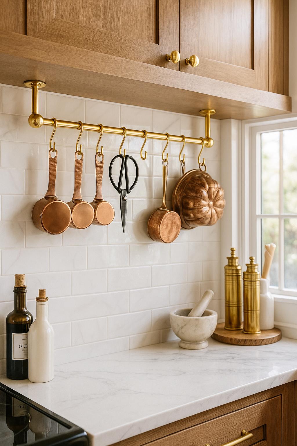 Rustic Unlacquered Brass Pot Rack