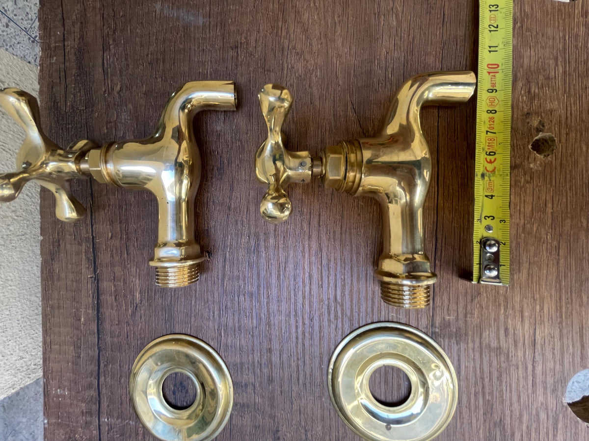 Unlacquered brass wall faucets - Unlacquered plain end faucet.