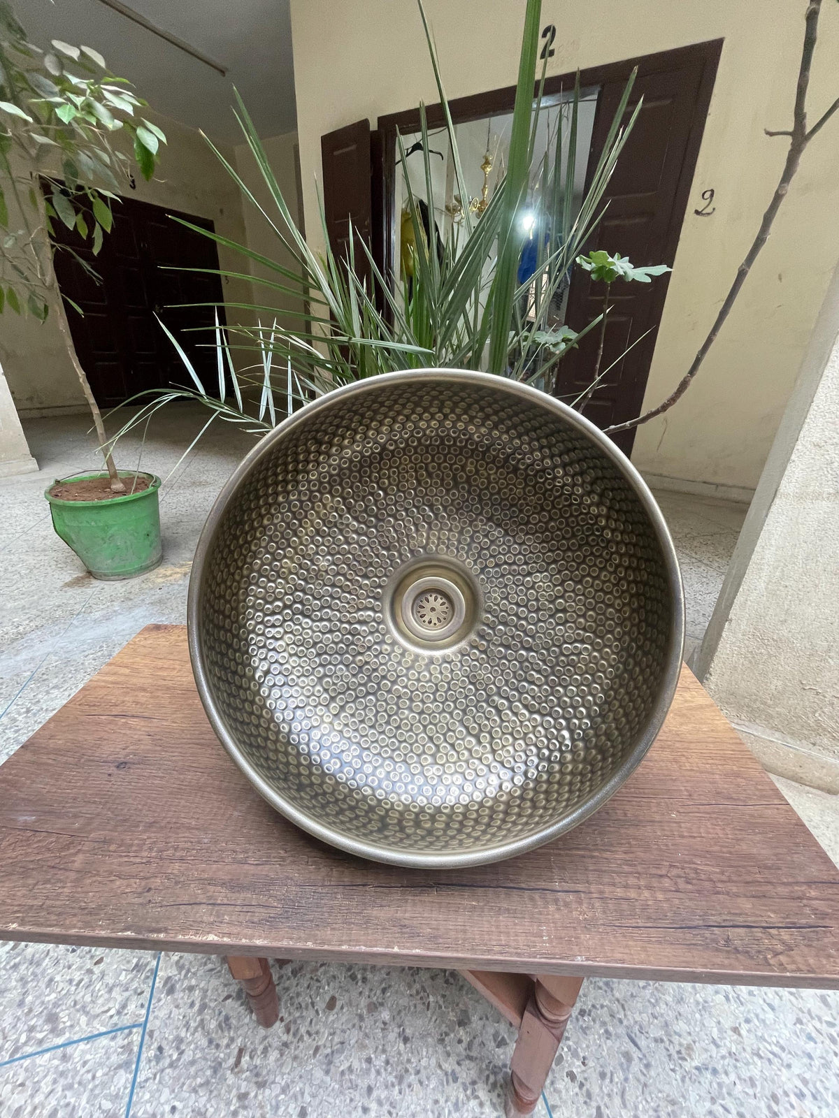 Artisanal Handmade Brass Vessel Sink - Round Bronze Finish - Hammered Mid Century Design - Custom Bathroom Sink