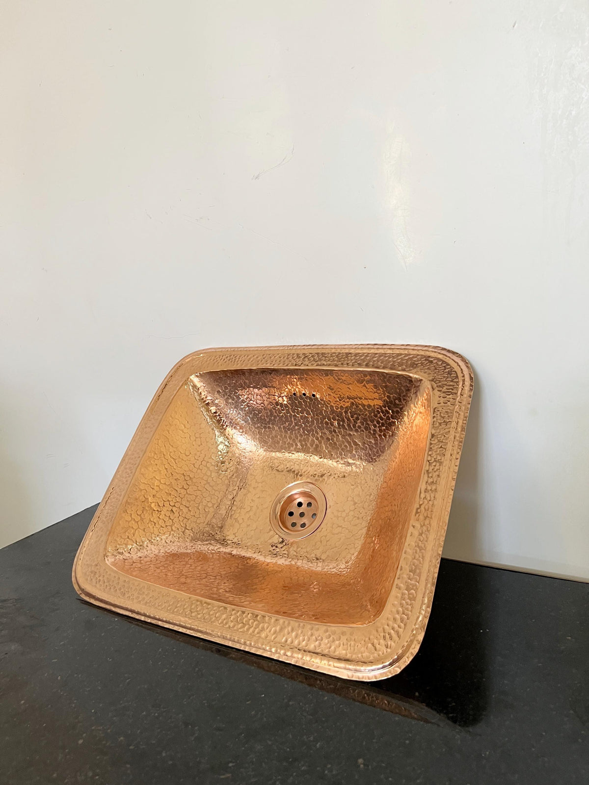 Hammered Copper Sink, Rectangular Undermount Copper Bathroom Basin, Solid Red Copper Kitchen Sink with Antique Finish