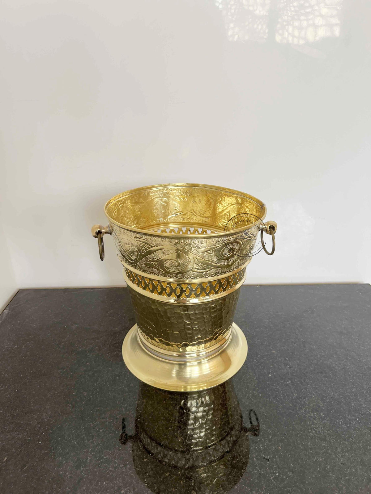 Luxurious Handcrafted Moroccan Brass Wastebasket – Traditional Hand-Engraved Art, Solid Brass Trash Can, Decorative Home